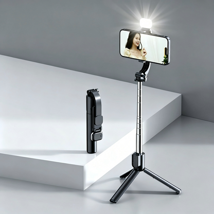 2-in-1 Selfie Stick Tripod With Bluetooth Remote Fill Light 360° Rotation Phone Stand
