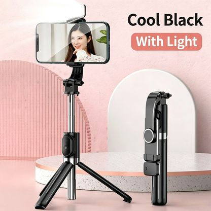 2-in-1 Selfie Stick Tripod With Bluetooth Remote Fill Light 360° Rotation Phone Stand