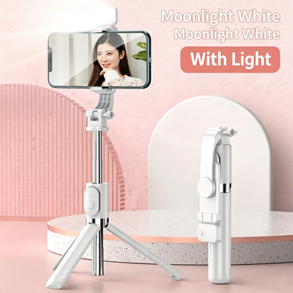 2-in-1 Selfie Stick Tripod With Bluetooth Remote Fill Light 360° Rotation Phone Stand