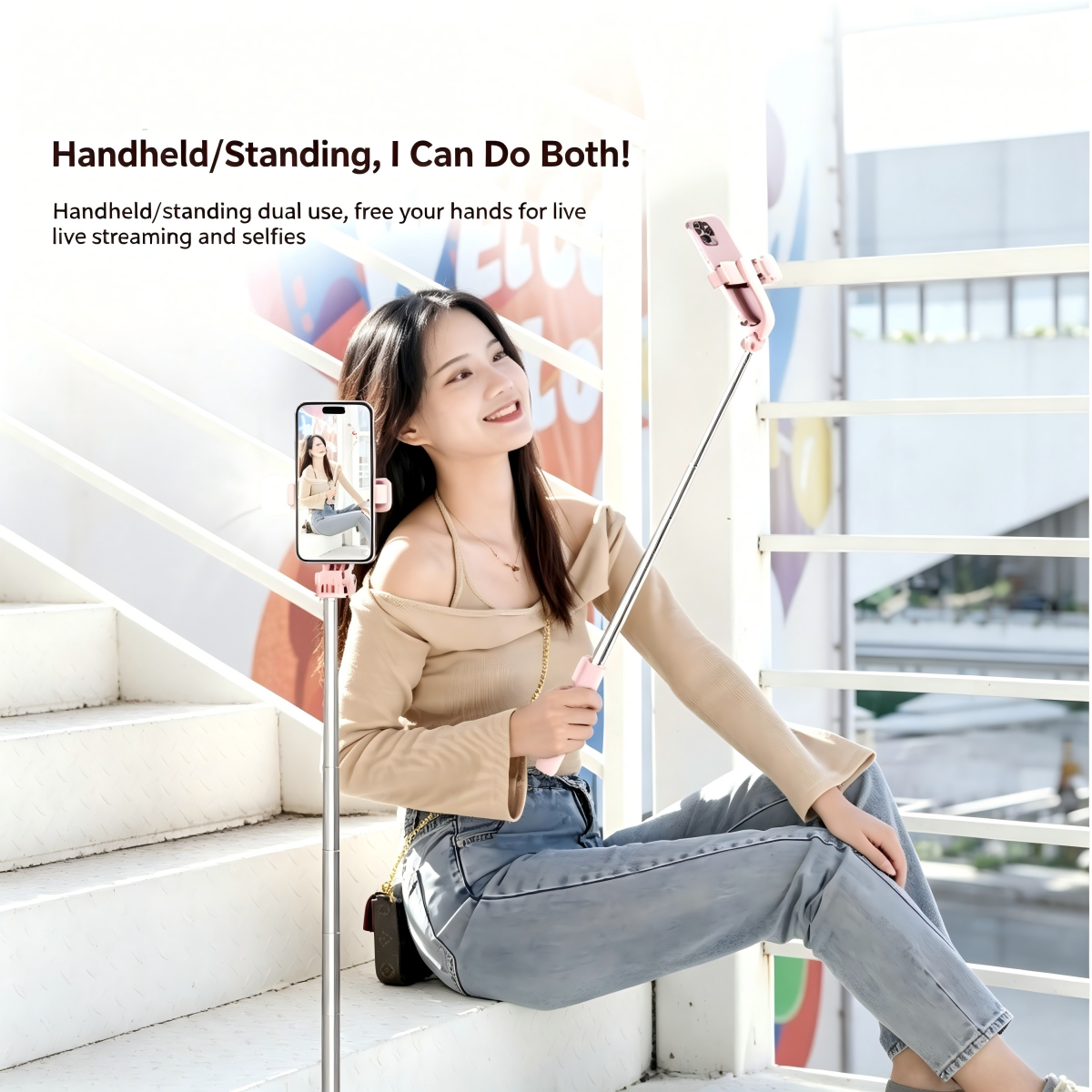 2-in-1 Selfie Stick Tripod With Bluetooth Remote Fill Light 360° Rotation Phone Stand
