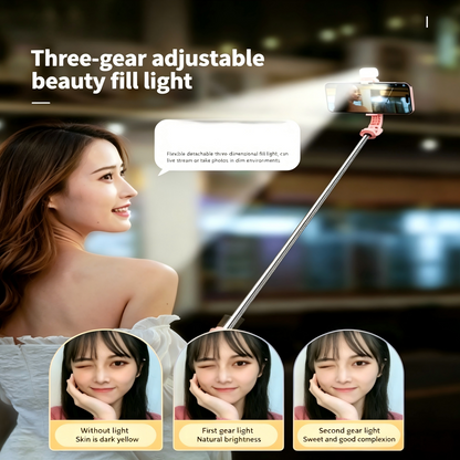 2-in-1 Selfie Stick Tripod With Bluetooth Remote Fill Light 360° Rotation Phone Stand