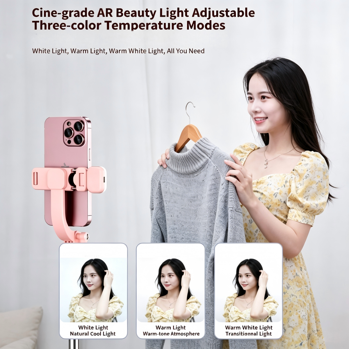 2-in-1 Selfie Stick Tripod With Bluetooth Remote Fill Light 360° Rotation Phone Stand