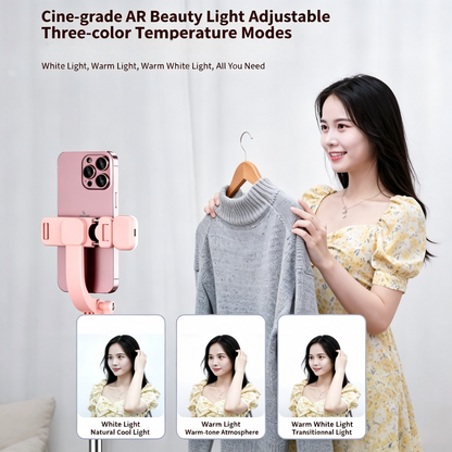 2-in-1 Selfie Stick Tripod With Bluetooth Remote Fill Light 360° Rotation Phone Stand